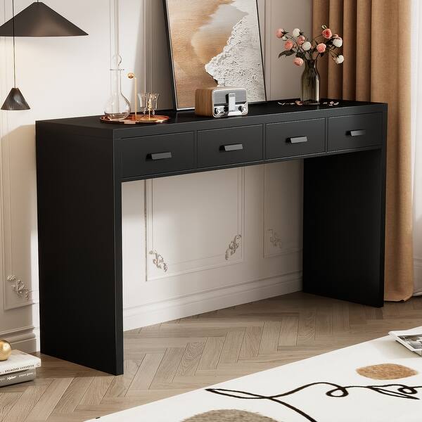 52''Console Table, Modern Minimalist Console Table with Open Tabletop and 4 Drawers with Metal Handles for Entry Way - Bed Bath & Beyond - 40553563 52''Console Table, Modern Minimalist Console Table with Open Tabletop and 4 Drawers with Metal Handles for Entry Way - Bed Bath & Beyond - 40553563