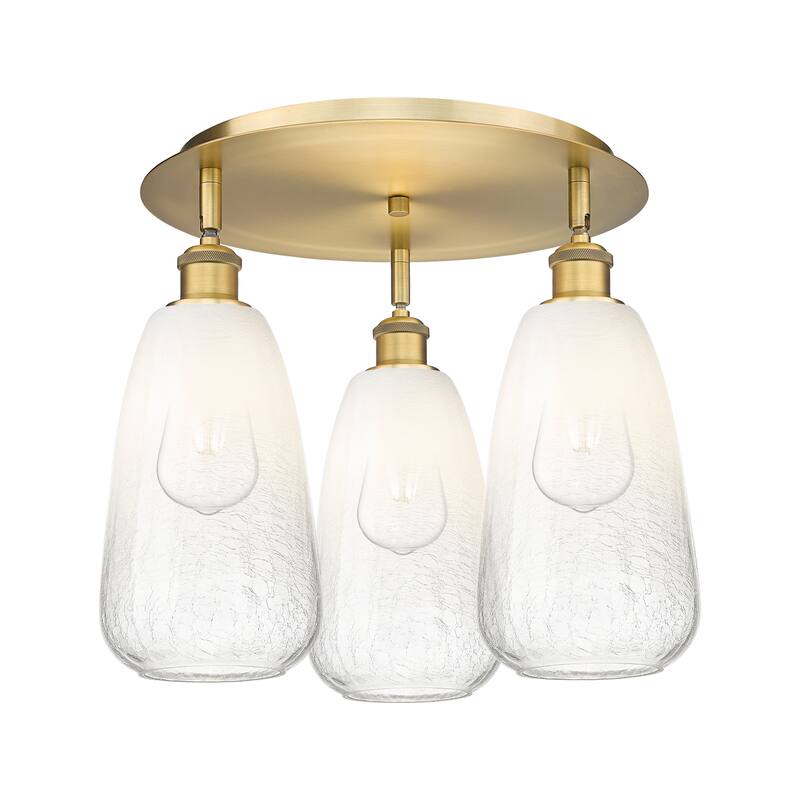 Innovations Lighting Endless Possibilities Ballston - Brookhaven Almond - 3 Light 18" Flush Mount - Brushed Brass/Opal