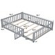 preview thumbnail 2 of 5, Full Size Floor Platform Bed with Fence & Door, Kids Fence Bed Frame, Montessori Floor Bed with Support Slats for Kids Toddlers