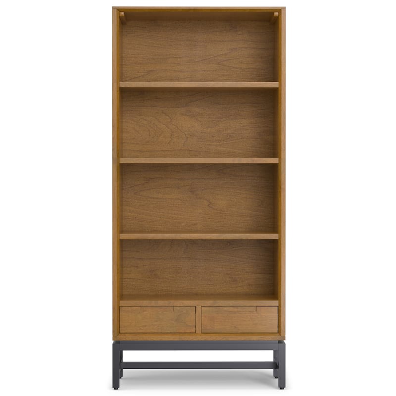 WYNDENHALL Devlin SOLID HARDWOOD and Metal 66x30 inch Rectangle Industrial Bookcase - 30"w x 14"d x 66" h