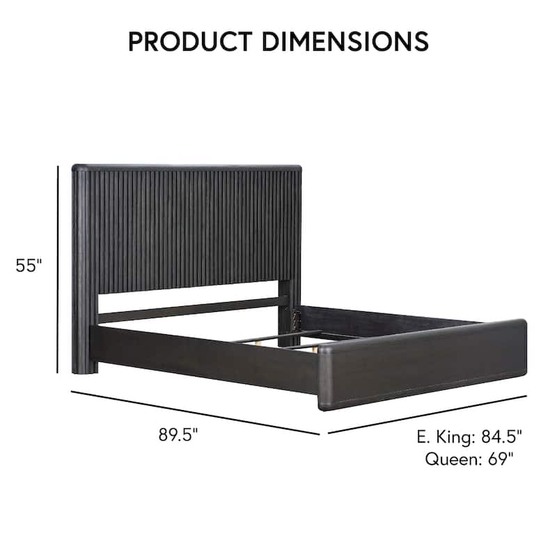 Furniture of America Caelan I Modern 5-Piece Black Solid Wood Fluted Panel Bedroom Set with Motion Light