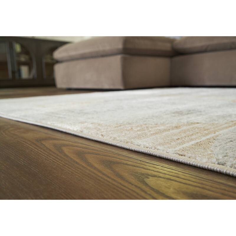 Signature Design by Ashley Truward Linen/Gray/Caramel Rug - 93.13" W x 118.13" D x 0.38" H