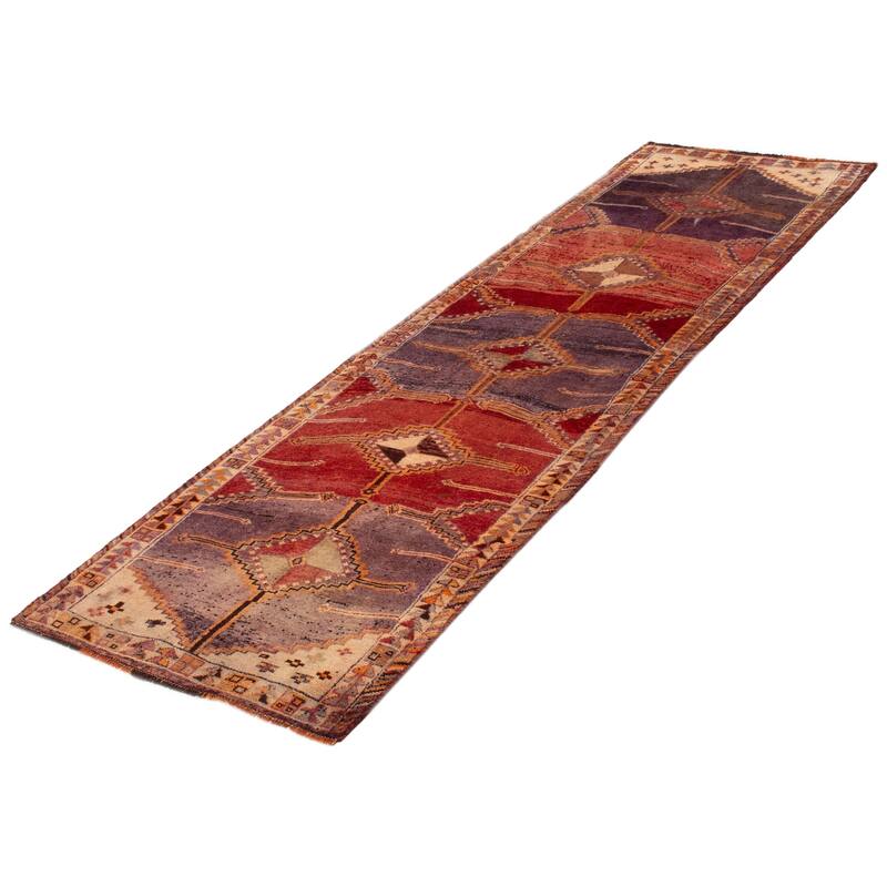 ECARPETGALLERY Hand-knotted Melis Vintage Red Wool Rug - 3'10 x 12'4