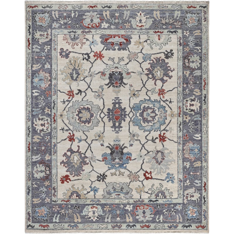 Oushak One-of-a-Kind Hand-Knotted Area Rug - Ivory - 8' 0" x 9' 10"