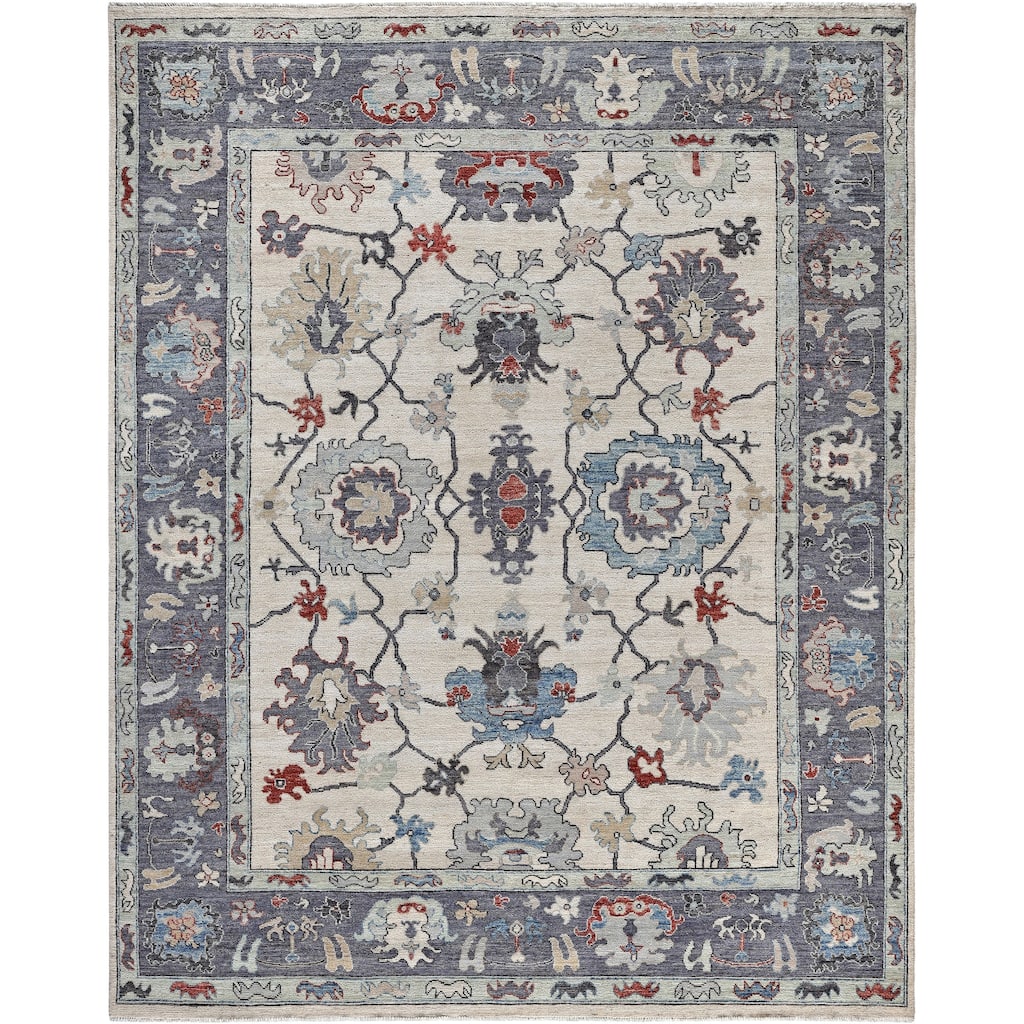 Oushak One-of-a-Kind Hand-Knotted Area Rug - Ivory - 8' 0" x 9' 10"