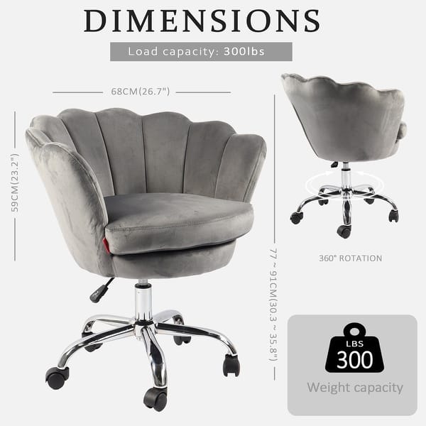 dimension image slide 0 of 3, VANITII Accent Chair Swivel Vanity Chair Office Desk Chair With Wheels Modern Height Adjustable Pink/Grey/White