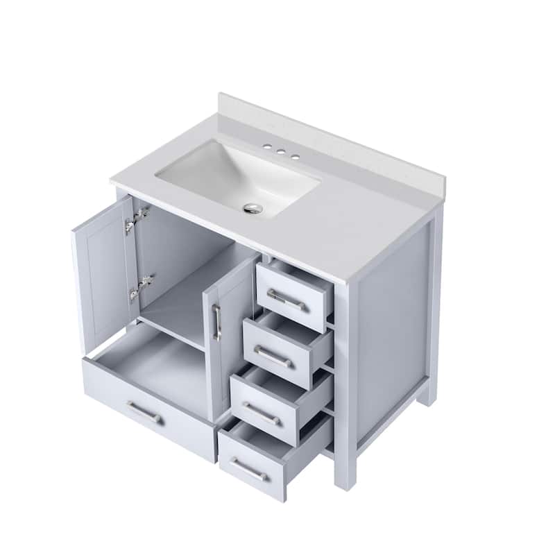 Jacques 36 in. W x 22 in. D Left Offset White Bath Vanity and White Quartz Top