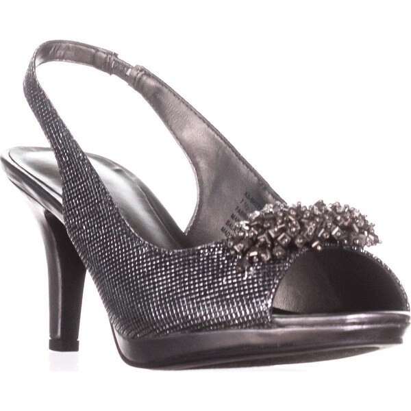 KS35 Breena Slingback Peep-Toe Pumps, Silver - 7.5 us