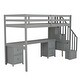 preview thumbnail 18 of 17, Gray Twin Size Solid Wood Loft Bed with Built-in Desk and Double Storage Drawers
