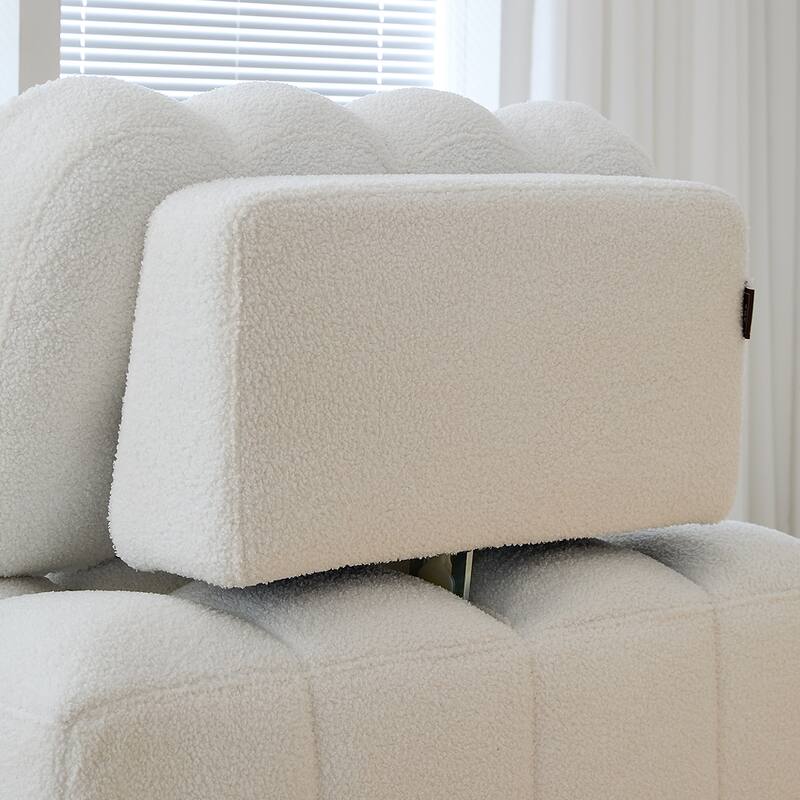 JASIWAY White Teddy Pull-Out Single Sofa Bed - Teddy Plush-Ivory