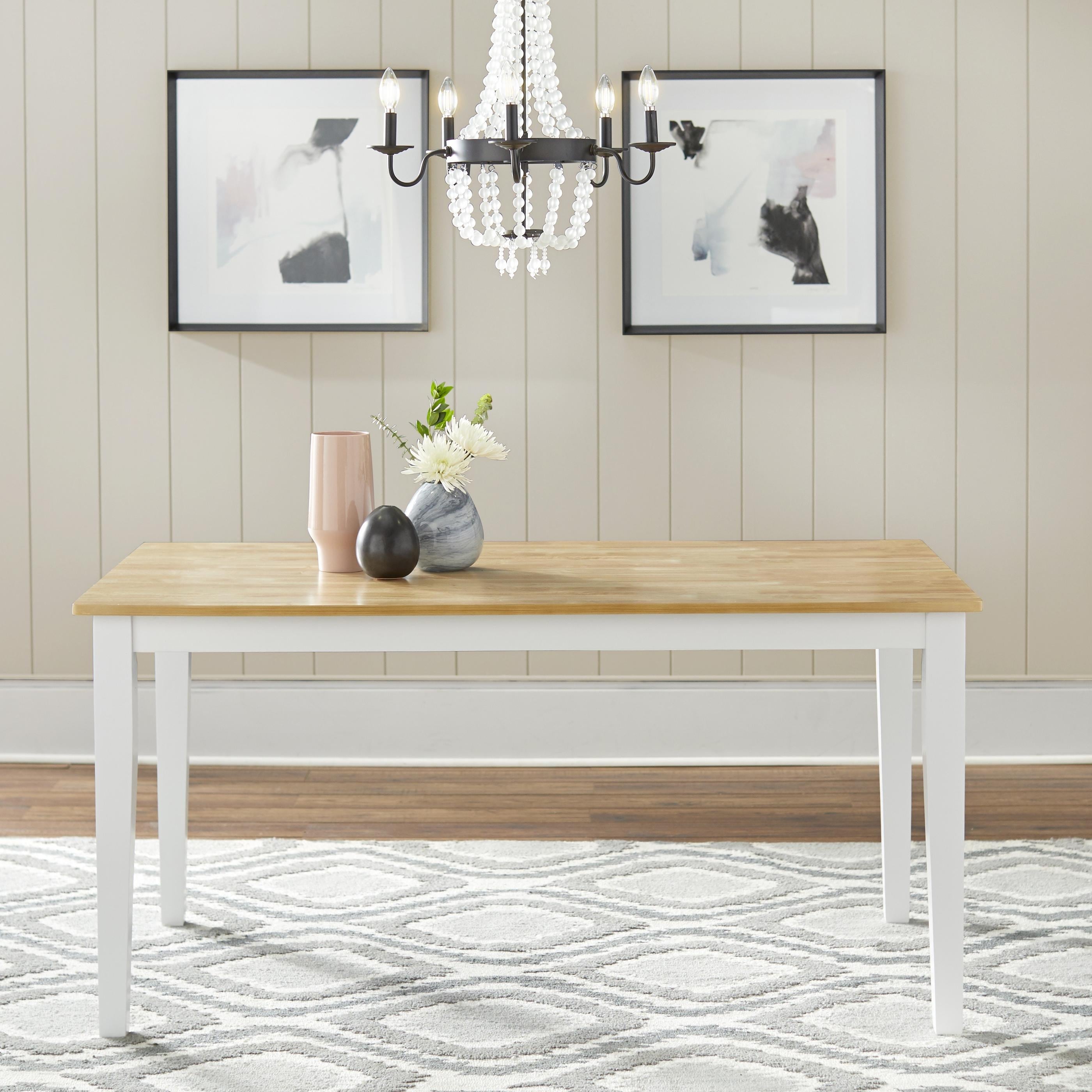 Simple Living Large Shaker Dining Table in White and Natural