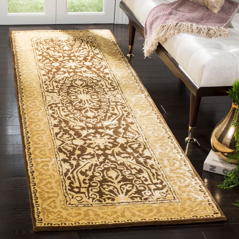SAFAVIEH Handmade Silk Road Jalissa Traditional Oriental Wool Rug - 2'6" x 10' Runner - Brown/Ivory