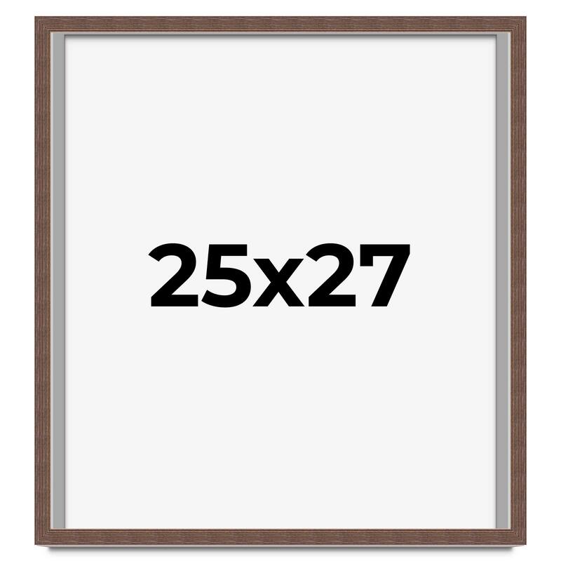 25x27 Shadow Box Frame Brown | 1.125 inches Deep Real Wood Rustic