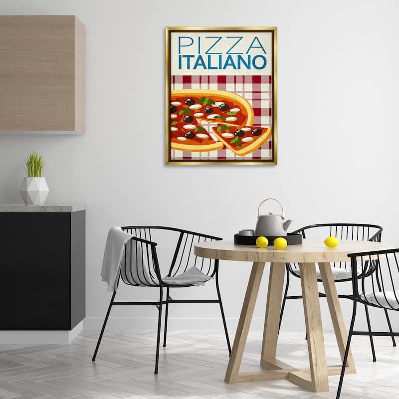 Stupell Classic Pizza Italiano Framed Floater Canvas Wall Art Design By Kim Allen