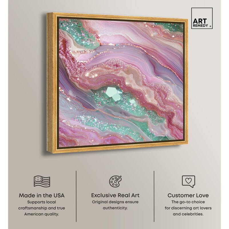 Pink and Mint Crystal II Canvas by Art Remedy