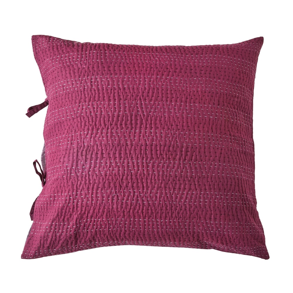 Melange Hand Stitched Kantha Violet Reversible Coverlet and Shams