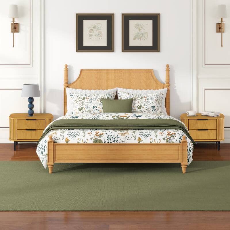 2-Drawer Nightstand Wood End Table