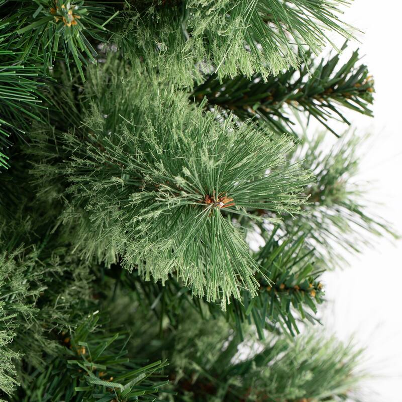 Glitzhome Set of 3 Pre-Lit Green Cashmere Pine Christmas Tree in Planter Artificial Decoration 5FT/6FT/7FT