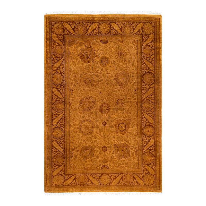 Overdyed, One-of-a-Kind Hand-Knotted Area Rug - Gold - 4' 1" x 6' 1"