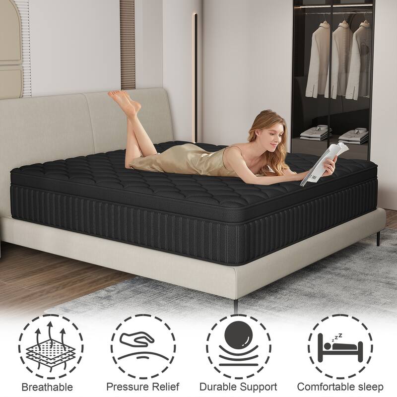 14" Medium Pocket Spring Hybrid Mattress in a Box
