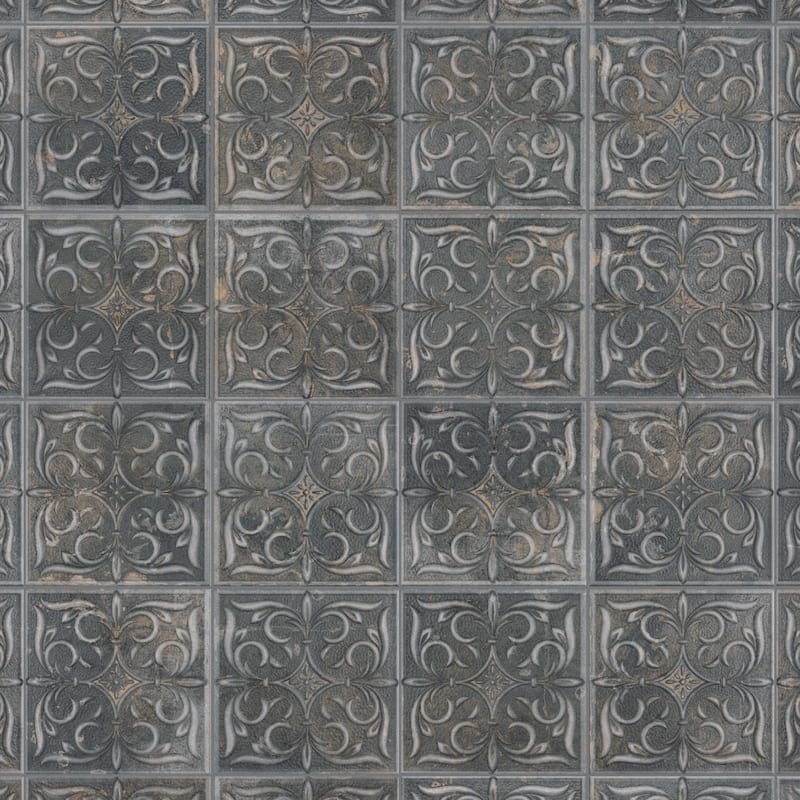 Merola Tile Antigua Lis Black 13" x 13" Porcelain Wall Tile