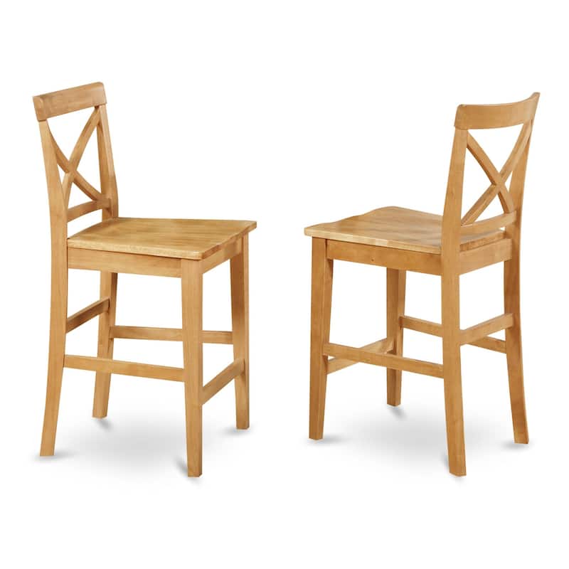 HomeStock 5-Pc Natural Oak Finish Solid Wood Top - Dining Room Set - Seats 4