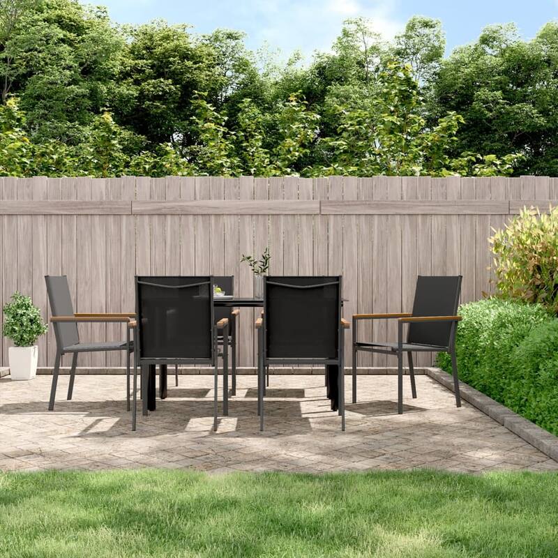 vidaXL Patio Chairs 2 pcs Black 21.7"x24.2"x35.4" Textilene and Steel