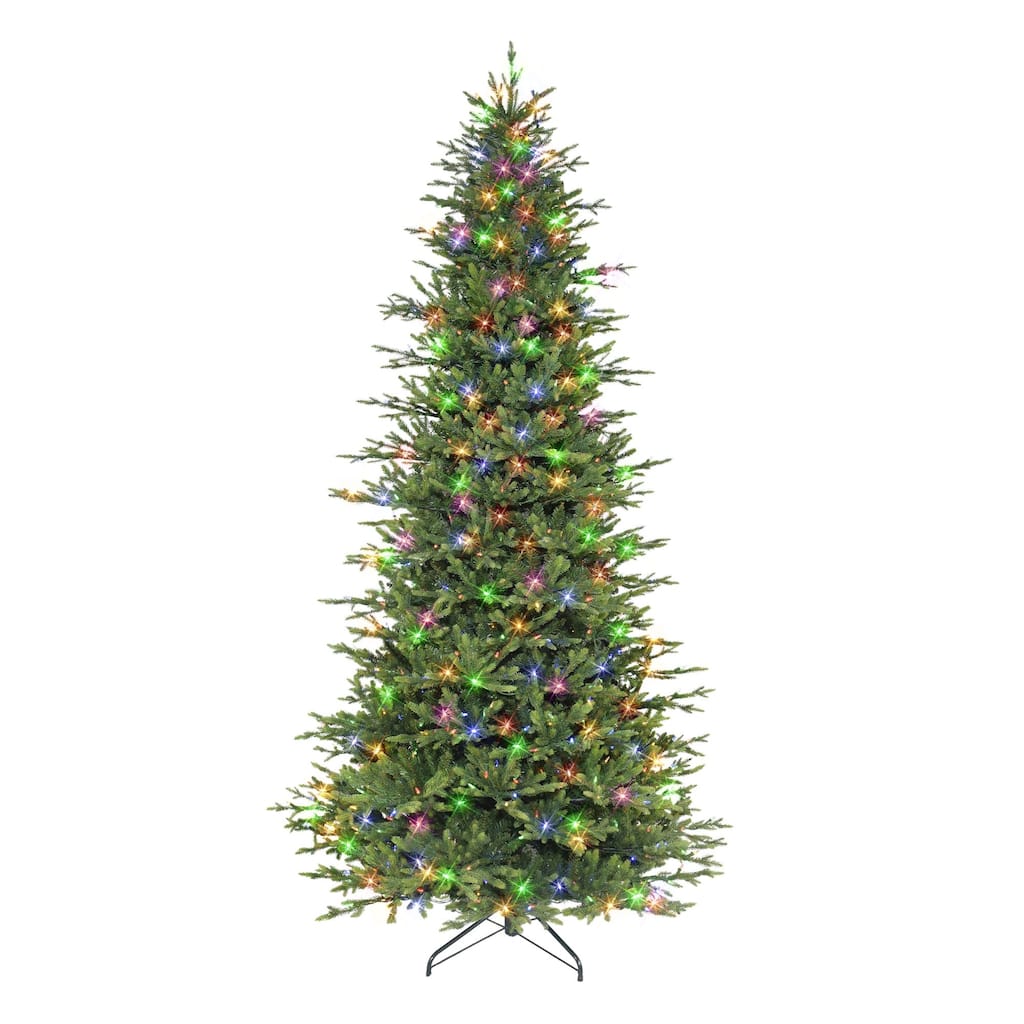 9' Pre-lit Balsam Fir Medium Artificial Christmas Tree, Clear and Multicolor Lights - 9 Foot