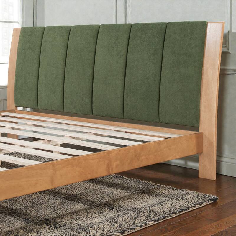 Premium Pine Wood Queen/King Bed Frame with Headboard, Mid Century Modern Platform Bed, Sturdy MDF Construction