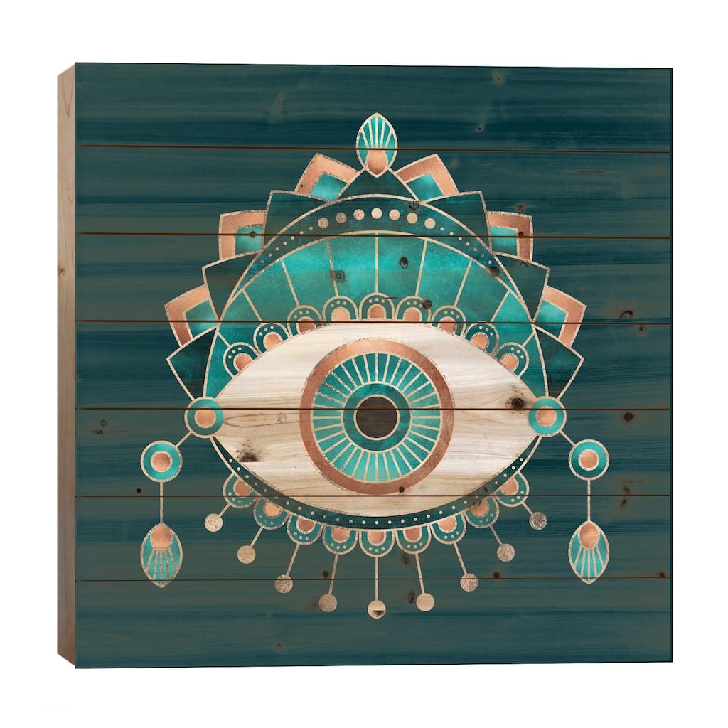 Teal Eye Print On Wood by Elisabeth Fredriksson - Multi-Color