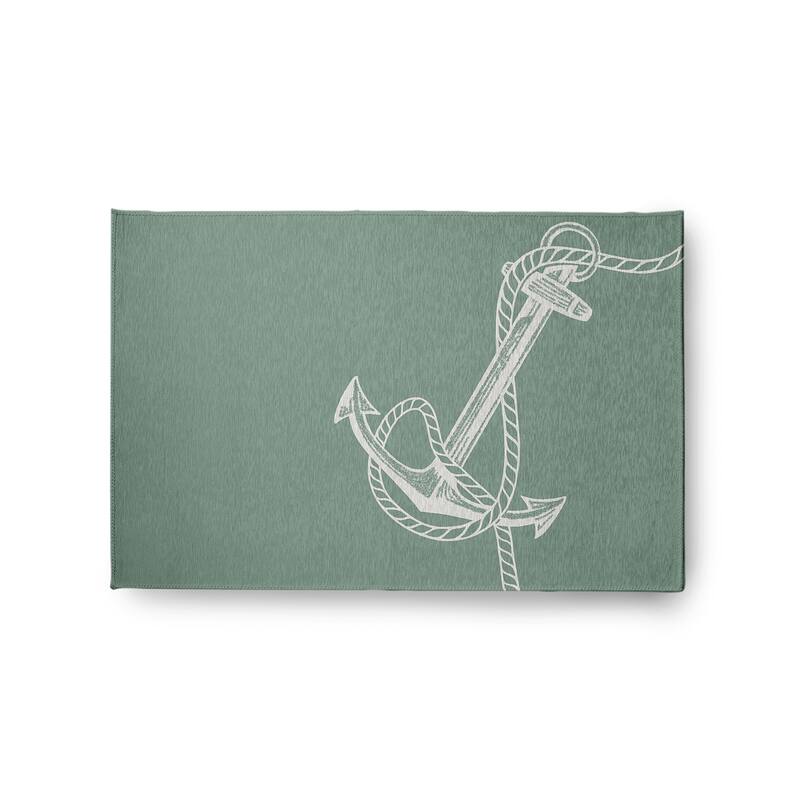 Anchored Nautical Indoor/Outdoor Rug - Sage - 2' x 3'