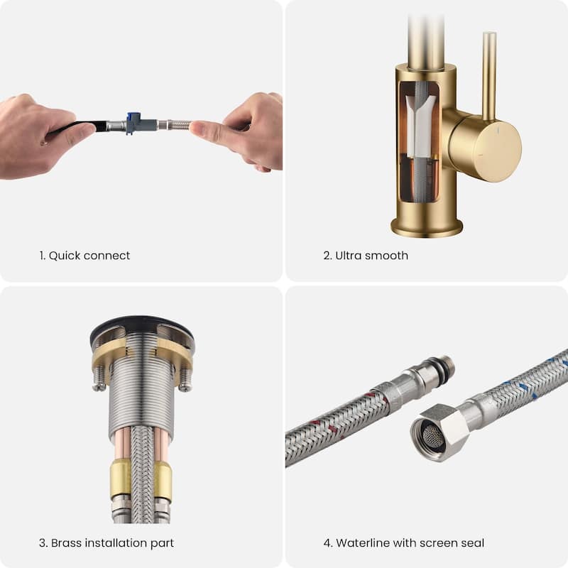 Circular Single Handle Pull Down Kitchen Faucet