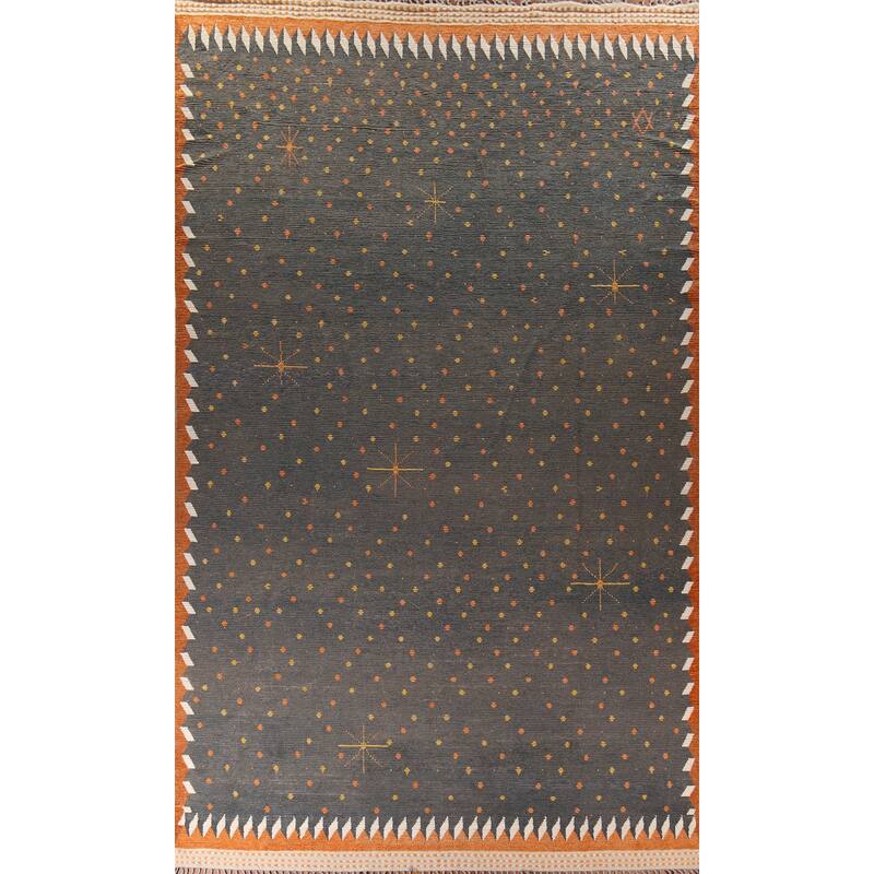 Striped Grey Moroccan Large Modern Area Rug Handmade Wool Carpet - 11'9"x 18'11"