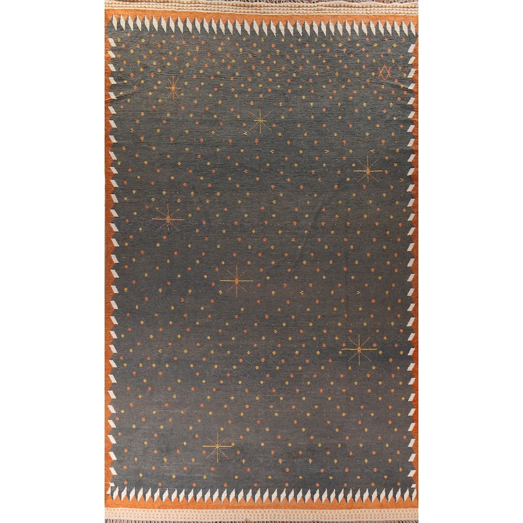 Striped Grey Moroccan Large Modern Area Rug Handmade Wool Carpet - 11'9"x 18'11"