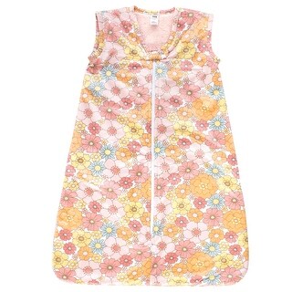 Hudson Baby Girls Plush Faux Fur Sleeping Bag, Wearable Blanket, Peace Love Flowers
