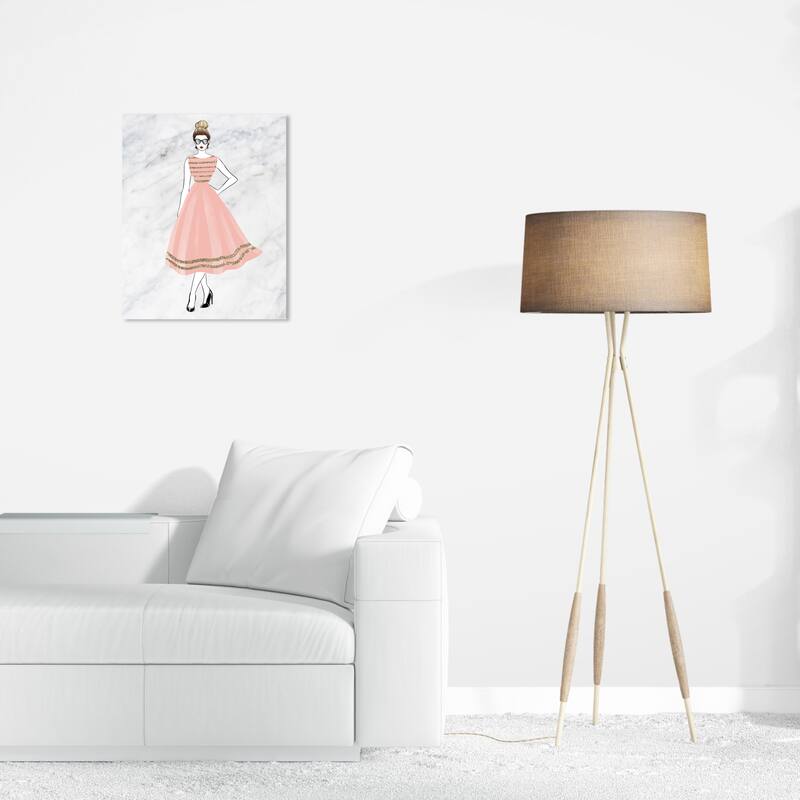 Wynwood Studio Canvas Fashion and Glam Glistening Blush Dress Pink and Pastel Pink Glam Wall Art Canvas Print - 24 x 16