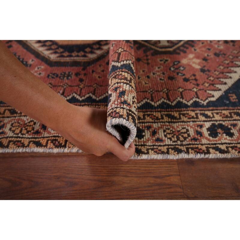 Distressed Bakhtiari Vintage Persian Runner Rug Handmade Wool Carpet - 3'7" x 9'9"