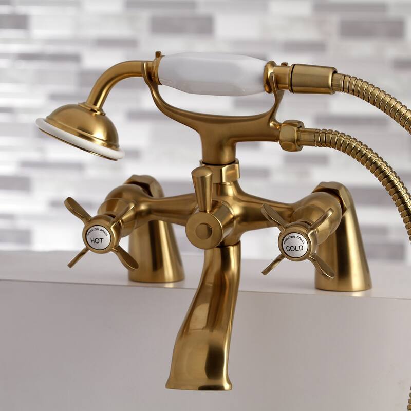 Kingston Brass Essex 6-inch Centers Deck Mount Faucet/ Hand Shower for Clawfoot Tub