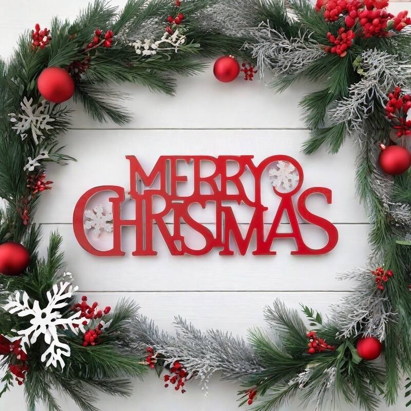 Glitzhome 24"L Metal MERRY CHRISTMAS or HAPPY HOLIDAYS Wall Decor Art