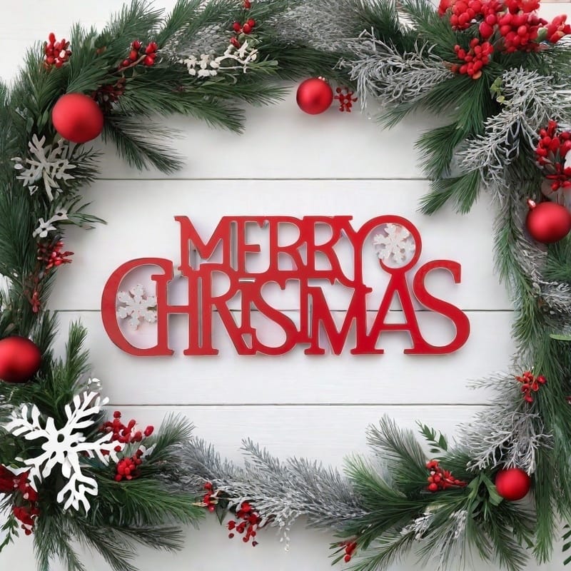 Glitzhome 24"L Metal MERRY CHRISTMAS or HAPPY HOLIDAYS Wall Decor Art