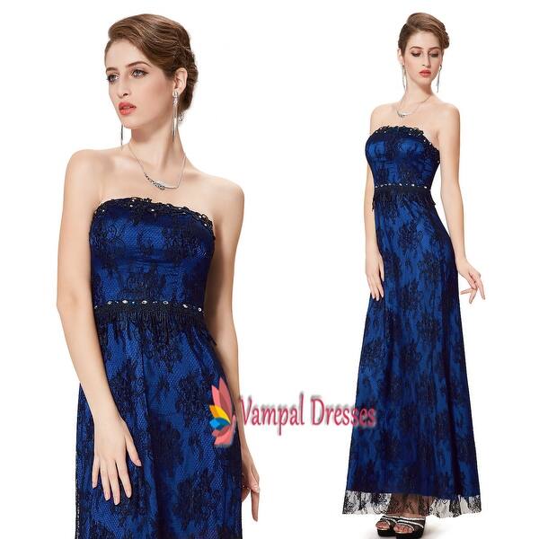 Shop Royal Blue Dress With Black Lace Overlay Black Lace Overlay