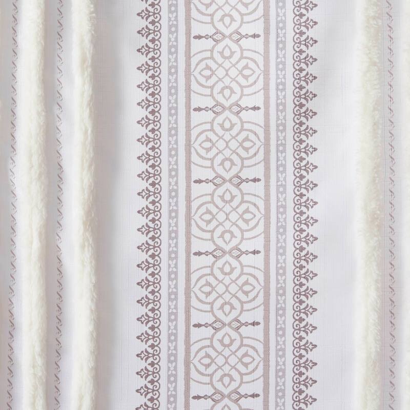 Madison Park Samara Poly Printed Curtain Panel with Tufted Stripe and Lining