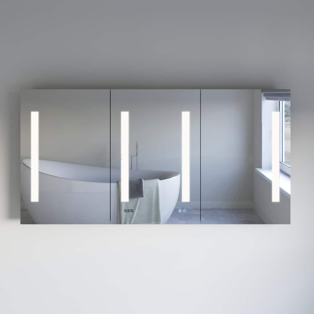 Fresca FMC016030 Tiempo 59" x 29-1/2" Lighted Frameless Triple Door