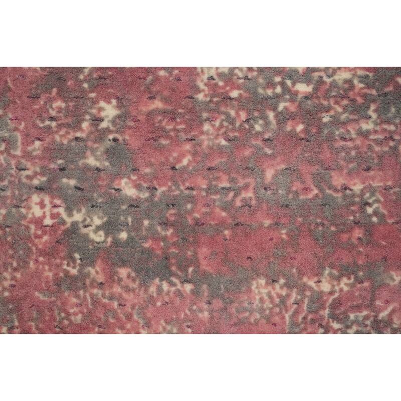 Hand Knotted Oriental Viscose Silk Carpet Modern All-Over Pink Abstract Area Rug - 3' 0'' X 2' 0''