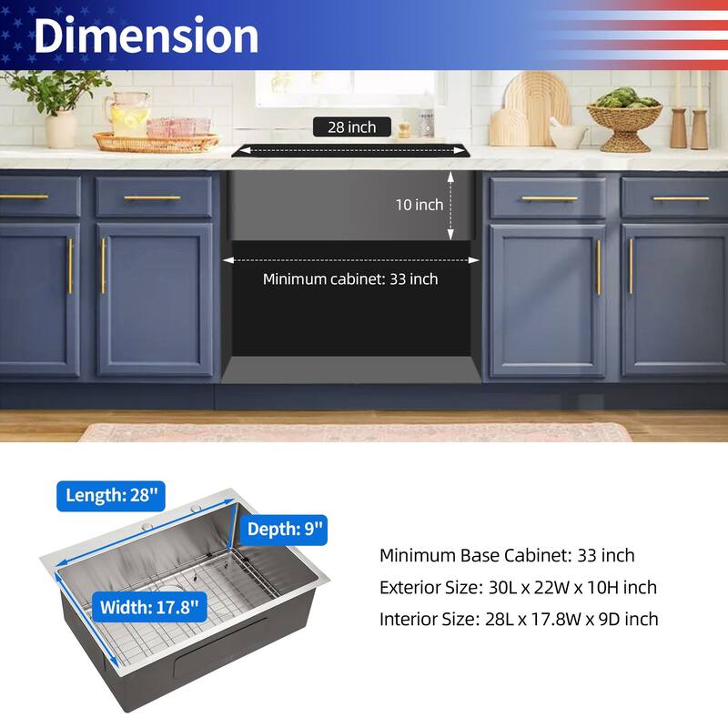 Drop-in Single Bowl Stainless Steel Kitchen Sink