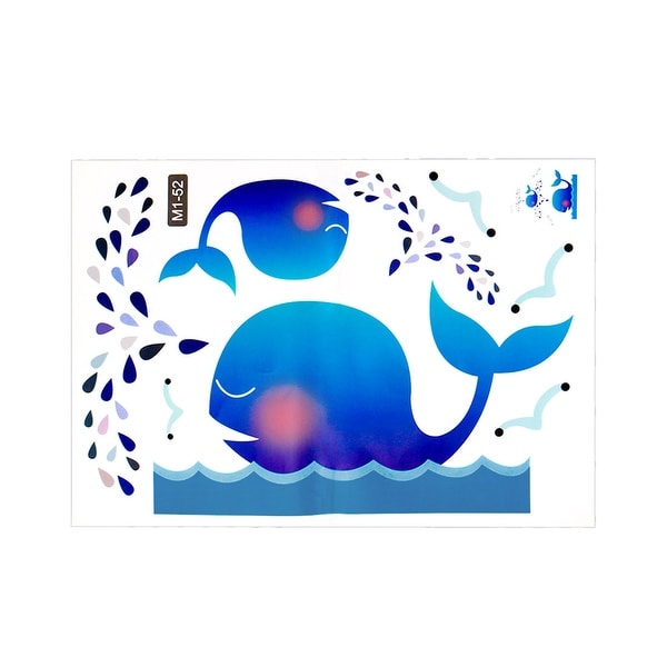 Cartoon Blue Whale Wall Stickers Removable DIY Decal for Bedroom Living Room