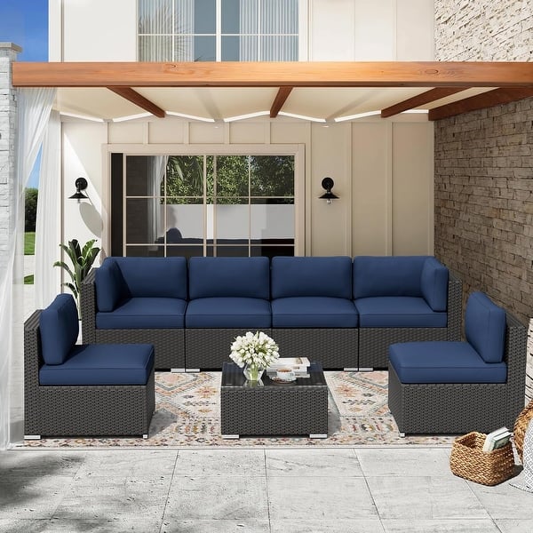7 Pieces Outdoor Conversation Sets Patio Sectional Furniture Set--Clearance - Gray