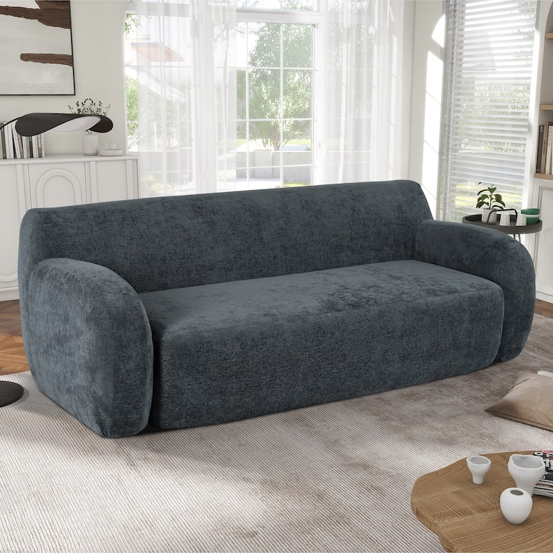 Streamlined Sofa with Curved Design and Extra-Large Seat Depth for Living Room or Guest Room