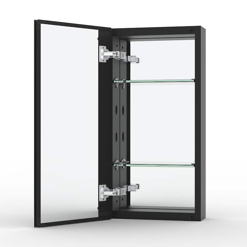 12" x 24" Rectangular Aluminum Surface Mount Medicine Cabinet with Mirror and Shelves