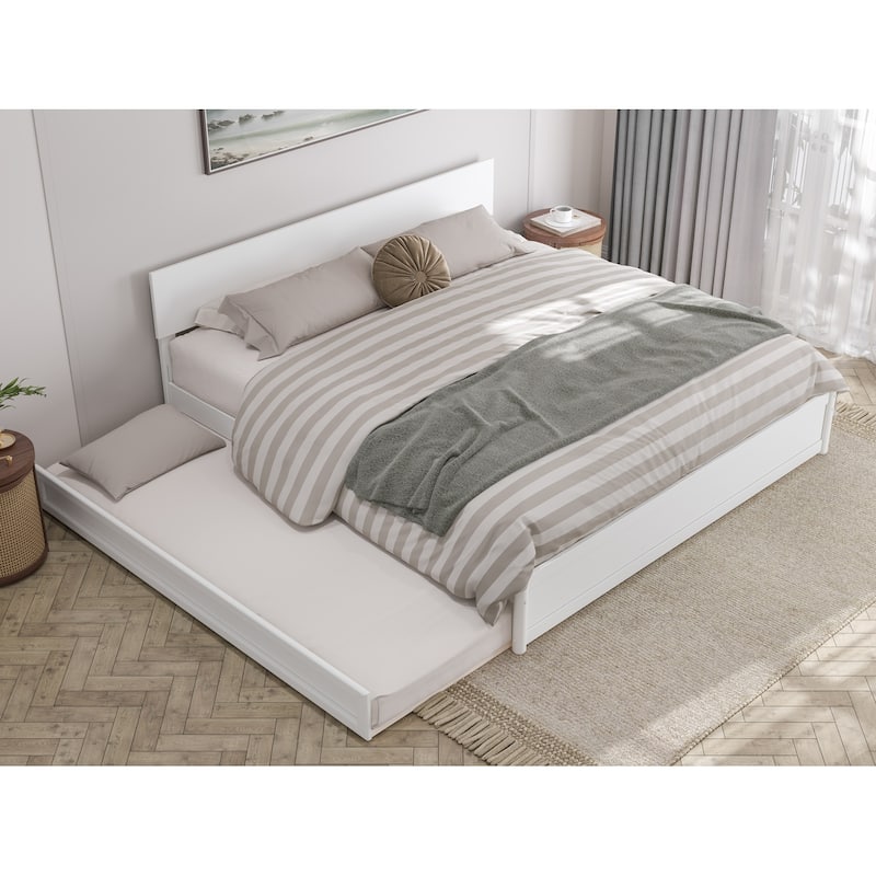 Wesley Platform Bed with Panel Footboard and Twin XL Trundle